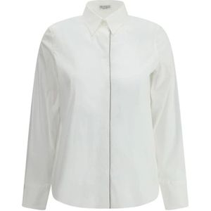 Brunello Cucinelli, Dames, Blouses & Shirts, Wit, Maat: S