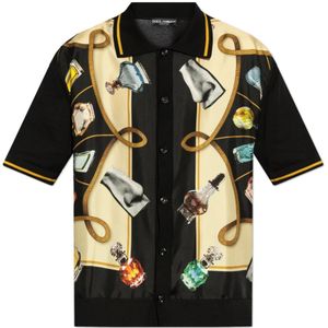 Dolce & Gabbana, Heren, Overhemden, Zwart, Maat: M Katoen,