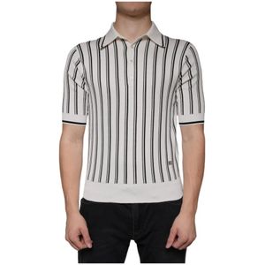 Dolce & Gabbana - Polo T-shirt - Zwart-Wit - Korte Mouwen - 100% Zijde