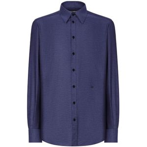 Dolce & Gabbana, Heren, Overhemden, Blauw, Maat: 2XL Katoen,