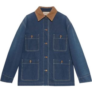 Gucci, Dames, Jassen, Blauw, Maat: XS Denim,