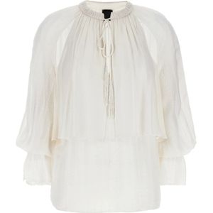 Pinko, Dames, Blouses & Shirts, Wit, Maat: 2XS Satijn,