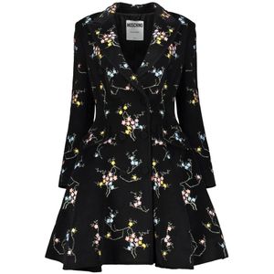 Moschino, Dames, Mantels, Zwart, Maat: S Wol,