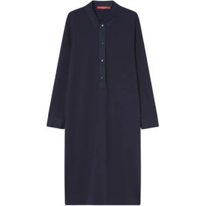 Marina Rinaldi, Dames, Jurken, Blauw, Maat: S Katoen,