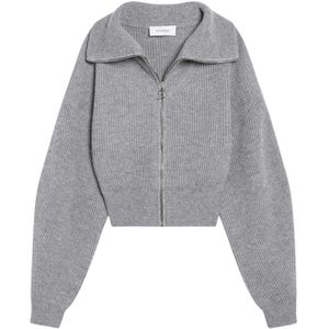 Sportmax, Dames, Truien, Grijs, Maat: L Wol,