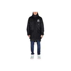 Dsquared2 Extravagante Flap-Zak Hoodie Parka , Black , Heren , Maat: XL