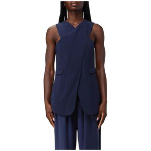 Emporio Armani, Dames, Tops, Blauw, Maat: S
