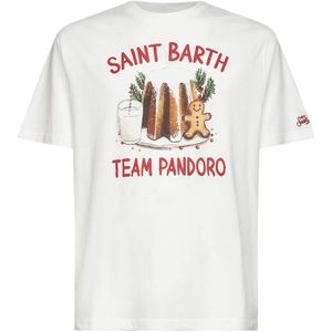MC2 Saint Barthvoor mannen. ARN0004 Pandoro T-shirt wit (S), Casual, Katoen, Korte mouwen