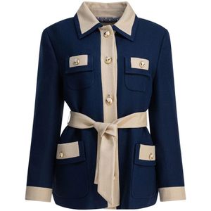 Valentino, Dames, Mantels, Blauw, Maat: M Viscose,