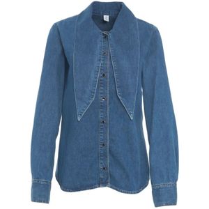 Liu Jo, Dames, Blouses & Shirts, Blauw, Maat: 2XS Denim,
