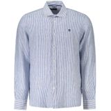 North Sailsvoor mannen. 664397 Klassiek linnen overhemd met blauwe strepen (S), Casual, Vlas, Lange mouwen