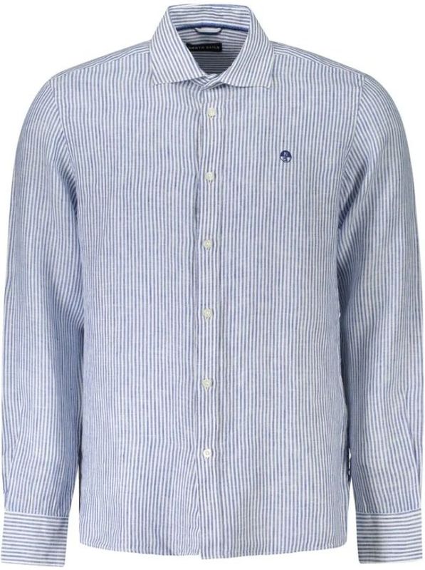 North Sailsvoor mannen. 664397 Klassiek linnen overhemd met blauwe strepen (S), Casual, Vlas, Lange mouwen