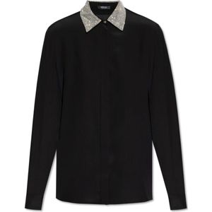 Versace, Dames, Blouses & Shirts, Zwart, Maat: S Zijde,