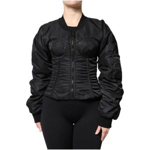Dolce & Gabbana - Corset Bomber Jacket - Zwart - Nylon - Volledige Rits