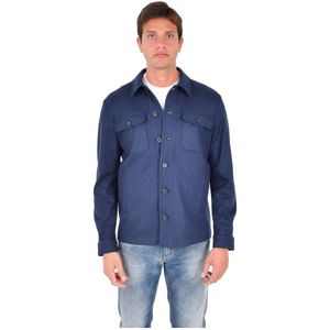 Drumohr, Heren, Overhemden, Blauw, Maat: S Wol,