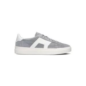 Santoni Lage Heren Sneakers Grijs Suède , Gray , Heren , Maat: 44 EU