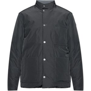 Moncler, Heren, Jassen, Zwart, Maat: L Leer,