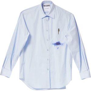 Moschino, Dames, Blouses & Shirts, Blauw, Maat: XS Katoen,