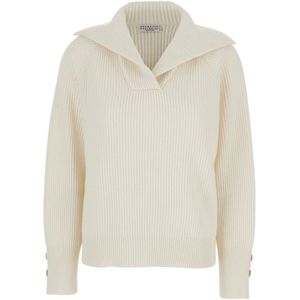 Brunello Cucinelli, Dames, Truien, Wit, Maat: S Zijde,
