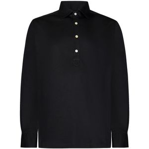 Kiton, Heren, Tops, Zwart, Maat: L Katoen,