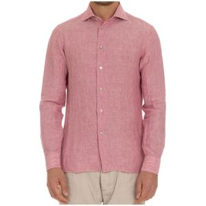 Borriello Napoli, Heren, Overhemden, Roze, Maat: 2XL Linnen,