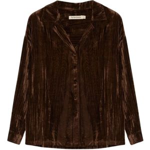 The New Society, Dames, Blouses & Shirts, Bruin, Maat: S Velours,
