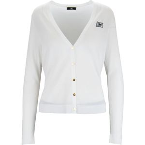 Elisabetta Franchi, Dames, Truien, Wit, Maat: XL Viscose,