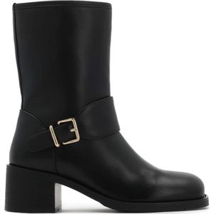 Kazar - Zwarte Leren Laarzen - Dames - Met Vierkante Neus