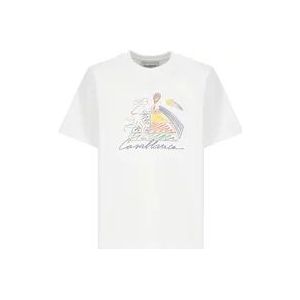 Casablanca Witte Katoenen Heren T-shirt met Logo Print , White , Heren , Maat: S