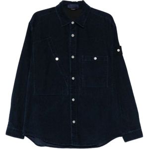 Stone Island, Heren, Jassen, Blauw, Maat: S Katoen,