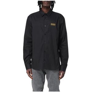 Versace Jeans Couture, Heren, Overhemden, Zwart, Maat: XS Katoen,