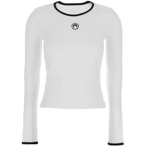 Marine Serre, Dames, Tops, Wit, Maat: M Katoen,