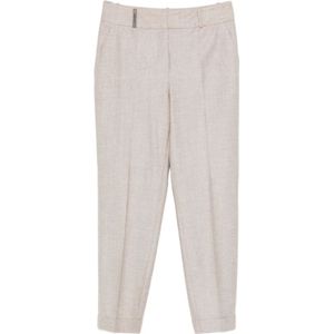 Peserico, Dames, Broeken, Beige, Maat: S Wol,