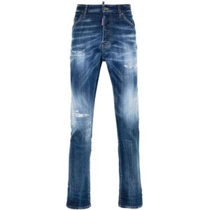 Dsquared2 Blauwe Stretch Denim Jeans , Blue , Heren , Maat: S