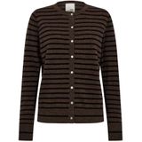 Sofie Schnoor - Cissesw - Cardigan - Zwart Donkerbruin Gestreept - 100% Merinowol