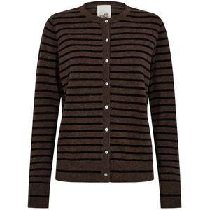 Sofie Schnoor - Cissesw - Cardigan - Zwart Donkerbruin Gestreept - 100% Merinowol