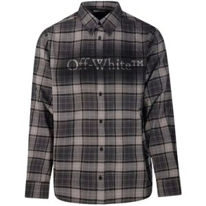 Off White, Heren, Overhemden, Grijs, Maat: M Flanel,