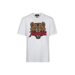 Dsquared2 Casual Katoenen T-shirt , White , Heren , Maat: XL