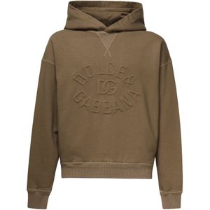 Dolce & Gabbana, Heren, Sweatshirts & Hoodies, Bruin, Maat: M Katoen,