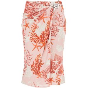 Versace Barocco Sea Print Wrap Midi Rok , Pink , Dames , Maat: XS