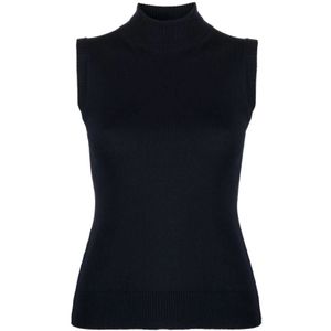 Sportmax, Dames, Tops, Blauw, Maat: M Wol,