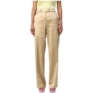 Semicouture, Dames, Broeken, Beige, Maat: XS Satijn,