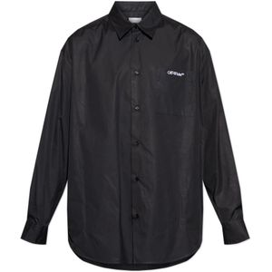 Off White, Heren, Overhemden, Zwart, Maat: XS Katoen,