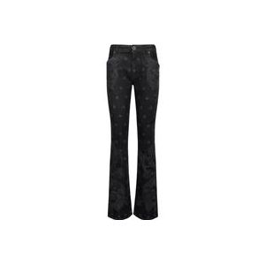 Balmain Zwarte Ster en Paisley Print Denim Jeans , Black , Dames , Maat: 2XS