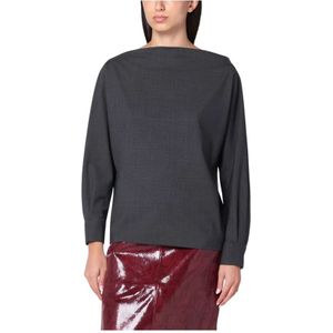 P.a.r.o.s.h., Dames, Blouses & Shirts, Grijs, Maat: S Wol,