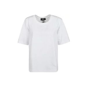Dsquared2 Casual T-shirts voor Mannen en Vrouwen , White , Dames , Maat: L