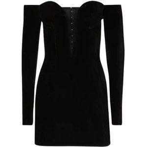 Nina Ricci, Dames, Jurken, Zwart, Maat: S Leer,