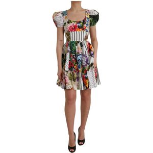 Dolce & Gabbana, Dames, Jurken, Veelkleurig, Maat: 2XS Katoen,