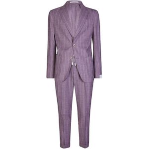 Eleventy, Heren, Pakken, Paars, Maat: M Linnen,