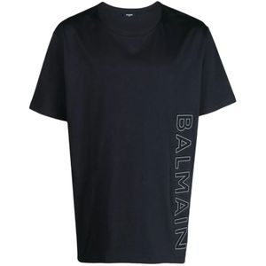 Balmain Blauwe T-shirts en Polos met XL Ingedrukt Logo , Blue , Heren , Maat: 2XL